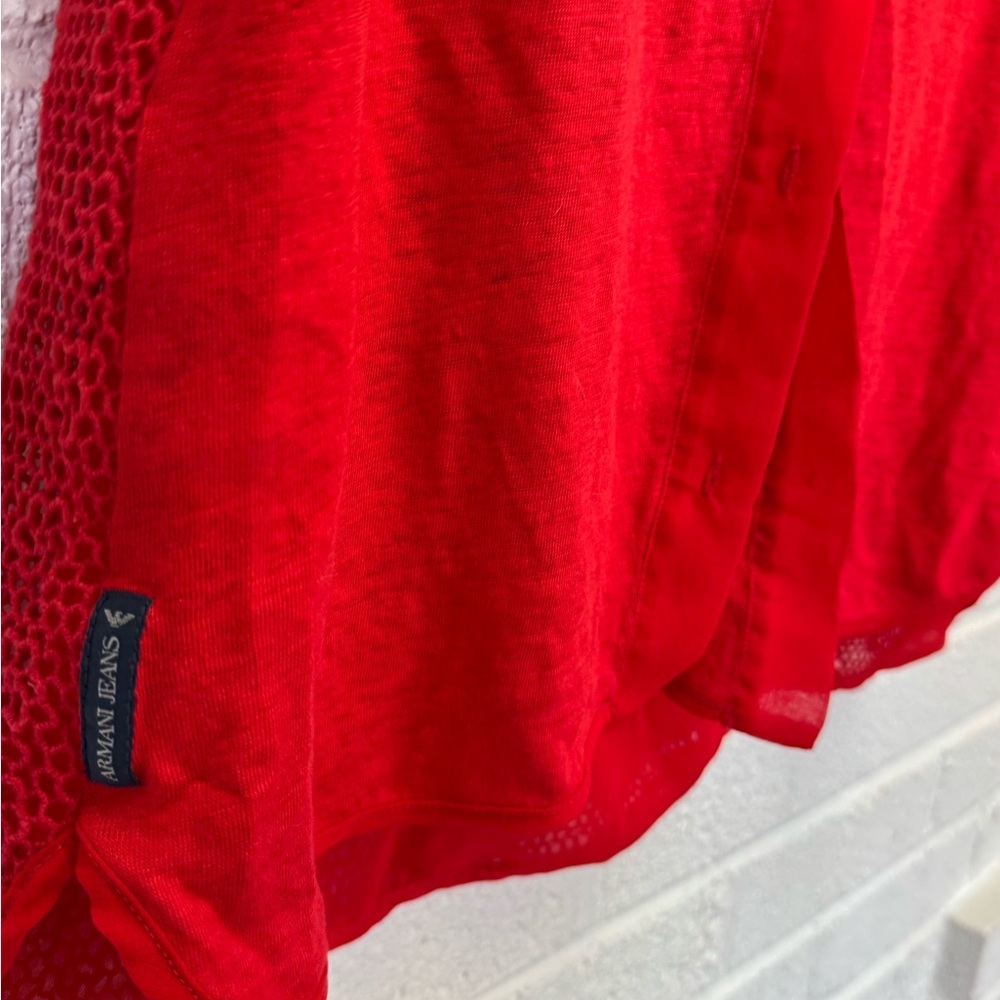 Armani Jeans Red Ribbed Tank Top with Black Trim - Picture 10 of 14